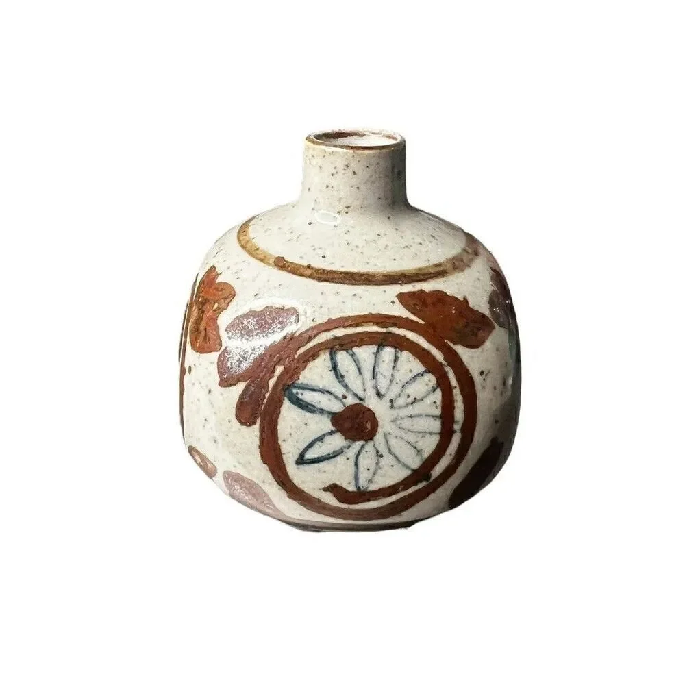 VTG Pottery Weed Pot Bud Vase Art Pottery MCM Browns 4” Tall